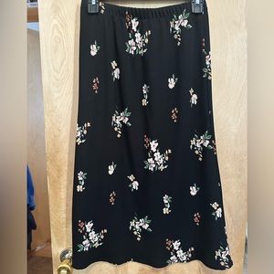 Black and Floral Midi Skirt